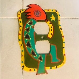 Lizard Metal Multi Colored Handpainted Plug Switch Plate made in Haiti